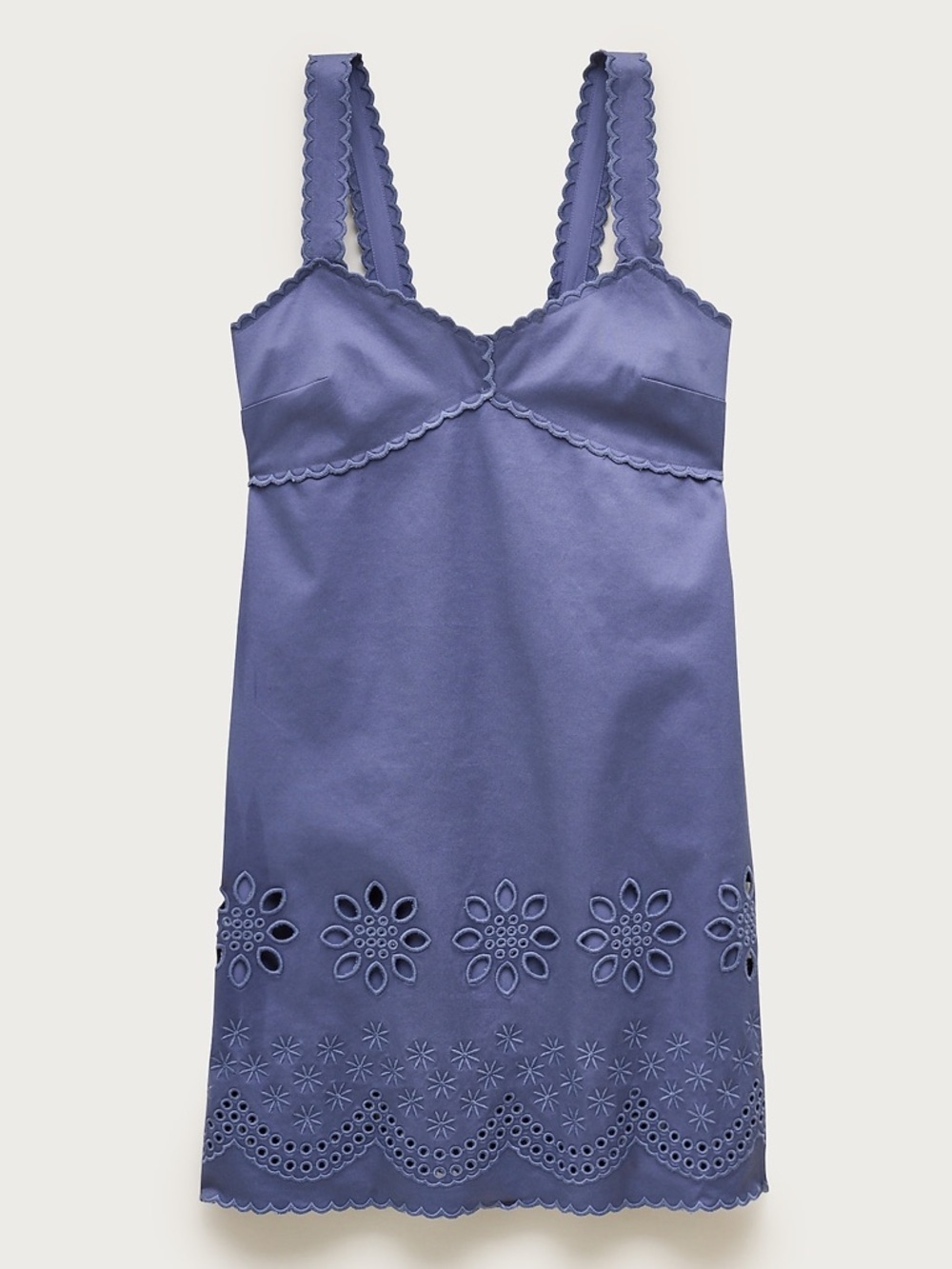 J.Crew Scallop-trim mini dress in washed twill Size 14 Evening Shadow ESH